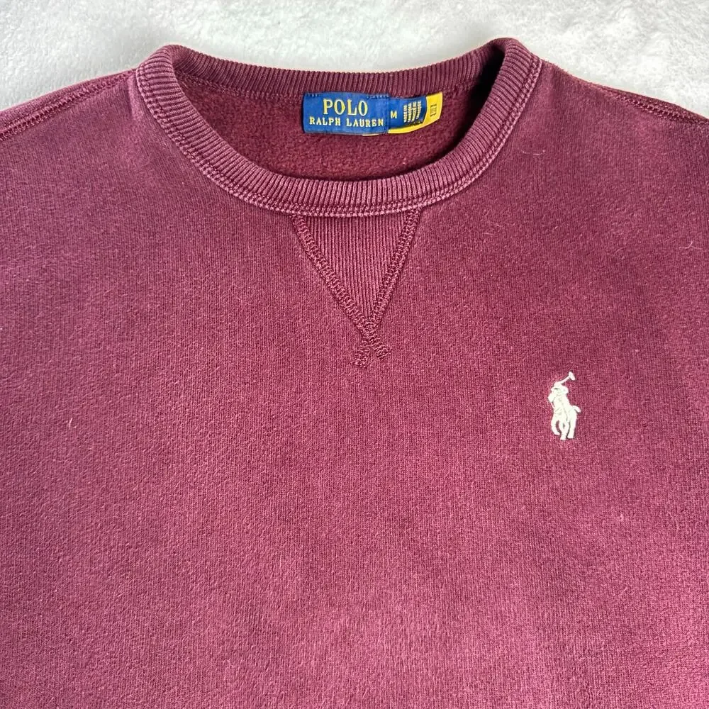 Polo Ralph Lauren Burgundy Crewneck Sweatshirt Fleece Pony Logo Size Medium